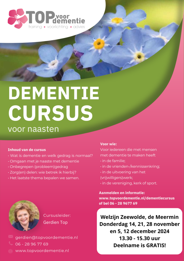 Dementie cursus voor naasten: meld je nu aan!